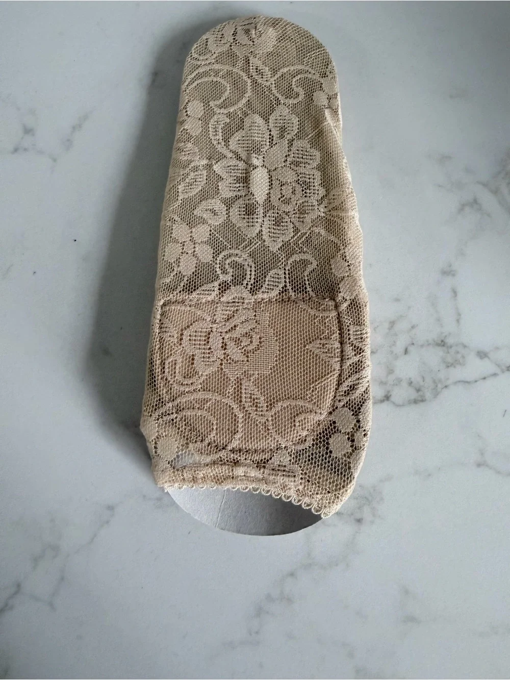 Women's Beige Lace No-Show Footie Socks lace liner socks ballet flat socks